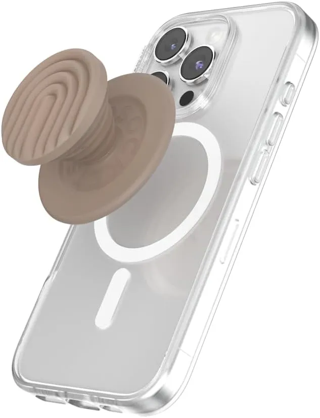 PopSockets Round Phone Grip Compatible with MagSafe, Adapter Ring Included, Phone Holder, Wireless Charging Compatible - Latte