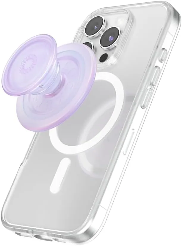 PopSockets Round Phone Grip Compatible with MagSafe, Adapter Ring Included, Phone Holder, Wireless Charging Compatible - Opalescent