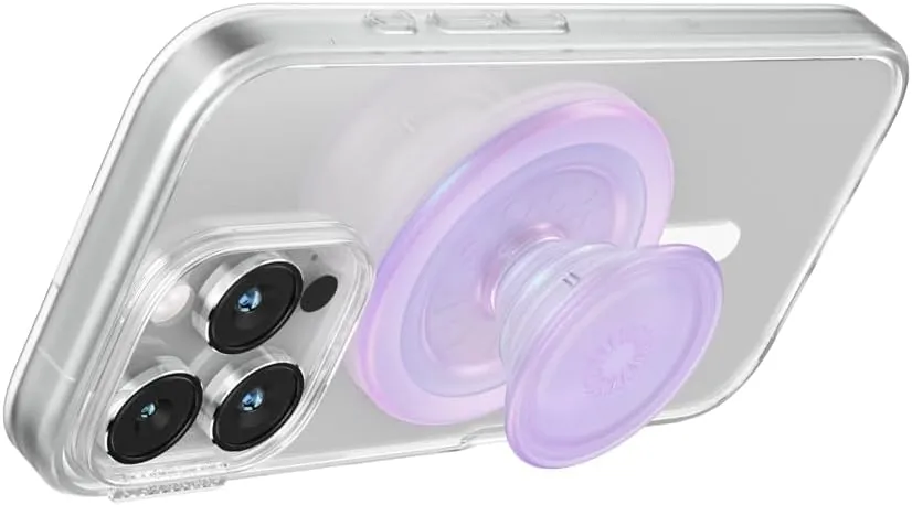 PopSockets Round Phone Grip Compatible with MagSafe, Adapter Ring Included, Phone Holder, Wireless Charging Compatible - Opalescent