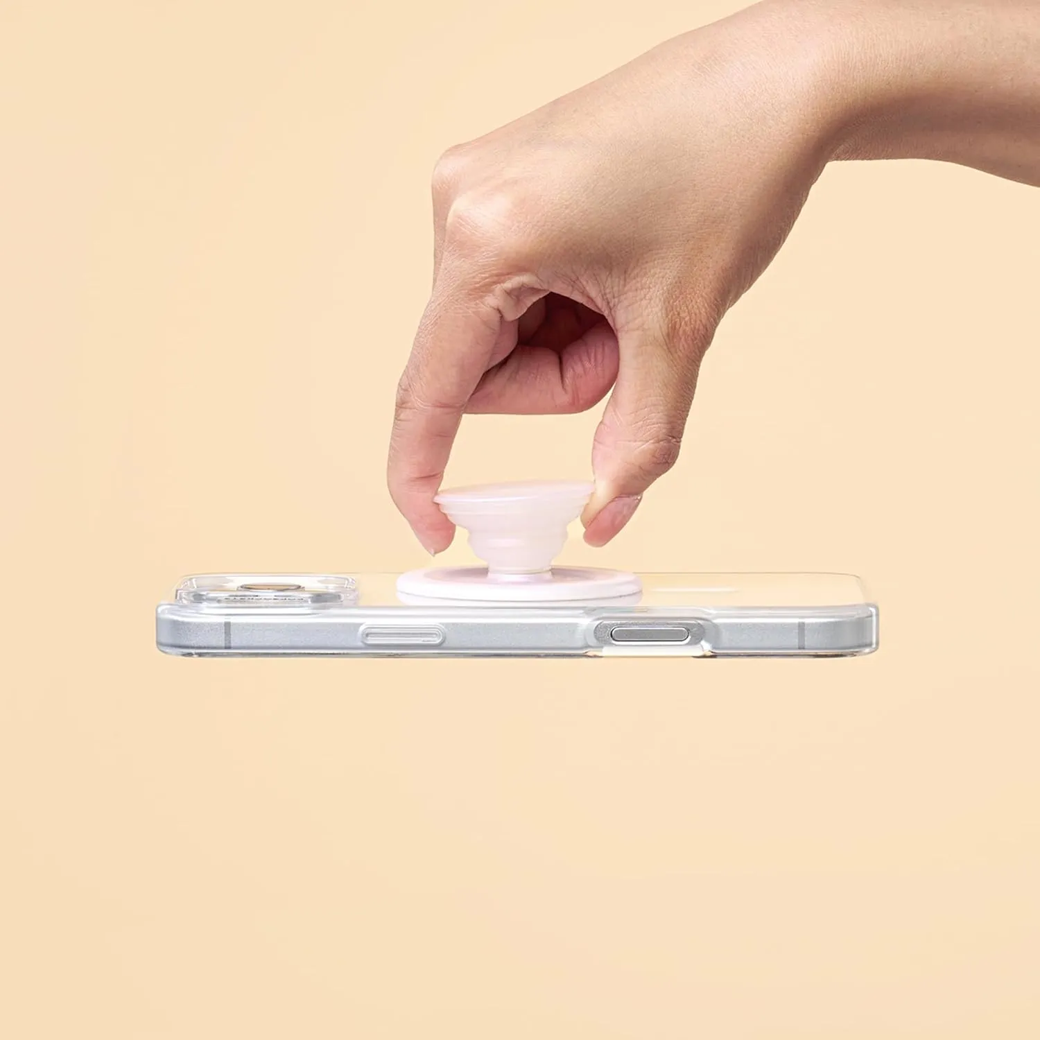 PopSockets Round Phone Grip Compatible with MagSafe, Adapter Ring Included, Phone Holder, Wireless Charging Compatible - Opalescent