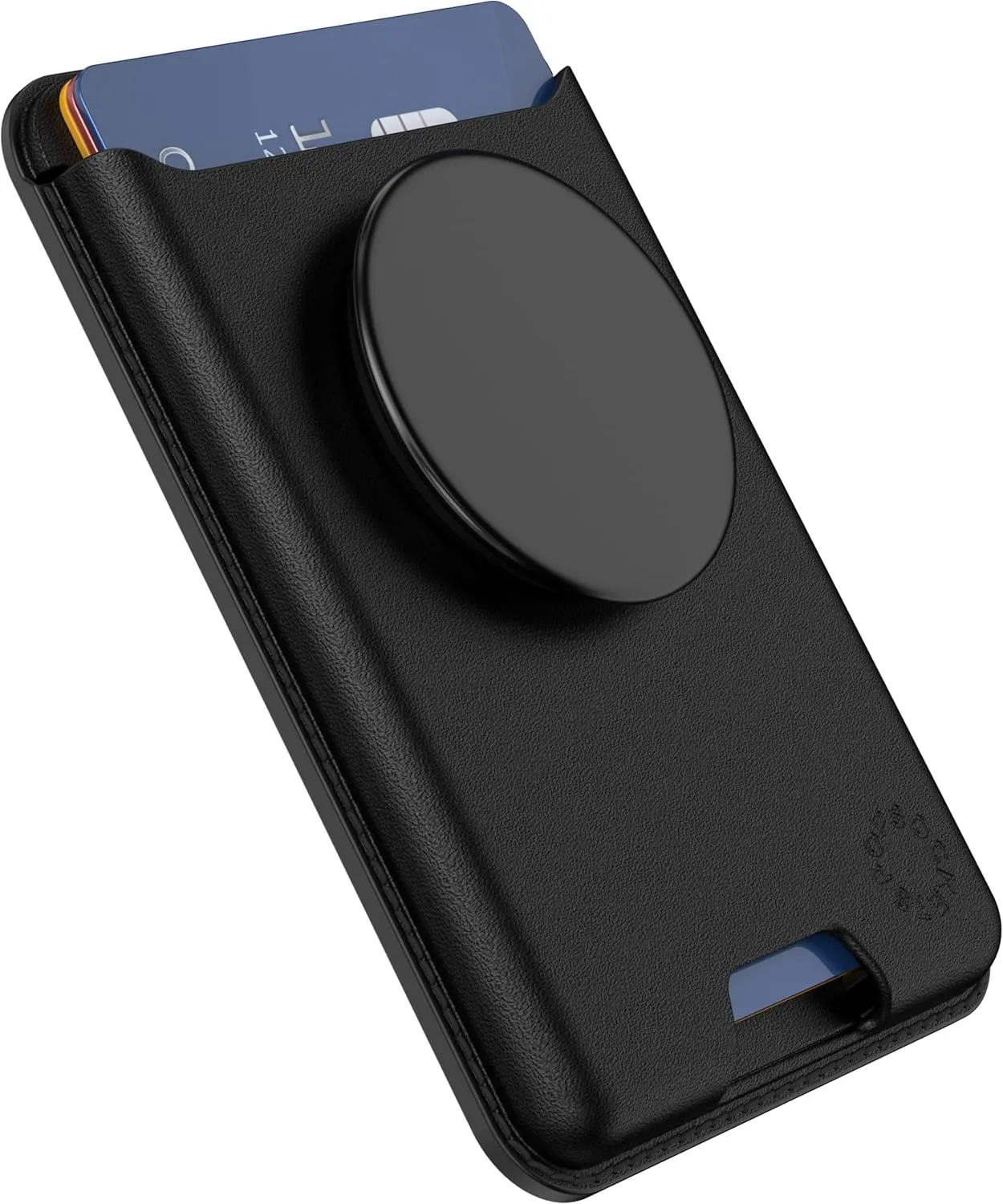 PopSockets Softgoods Phone Wallet with Expanding Grip and Adapter Ring for MagSafe, Phone Card Holder, Wireless Charging Compatible, Wallet Compatible with MagSafe® - Black
