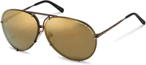 Porsche Design Iconic Sunglasses (60mm, E - Copper, Lens - Flash Gold, Extra Lens - Grey, Men's, Classic, Polarized, Unisex)