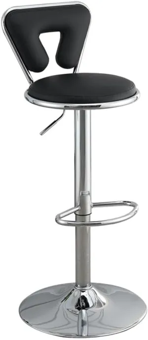 Poundex Adjustable Height & Swivel Barstool in Black Faux Leather (Set of 2)