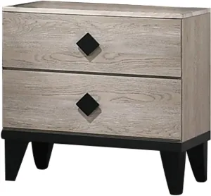 Poundex Wooden Nightstand with 2 Storage Drawers, Cream