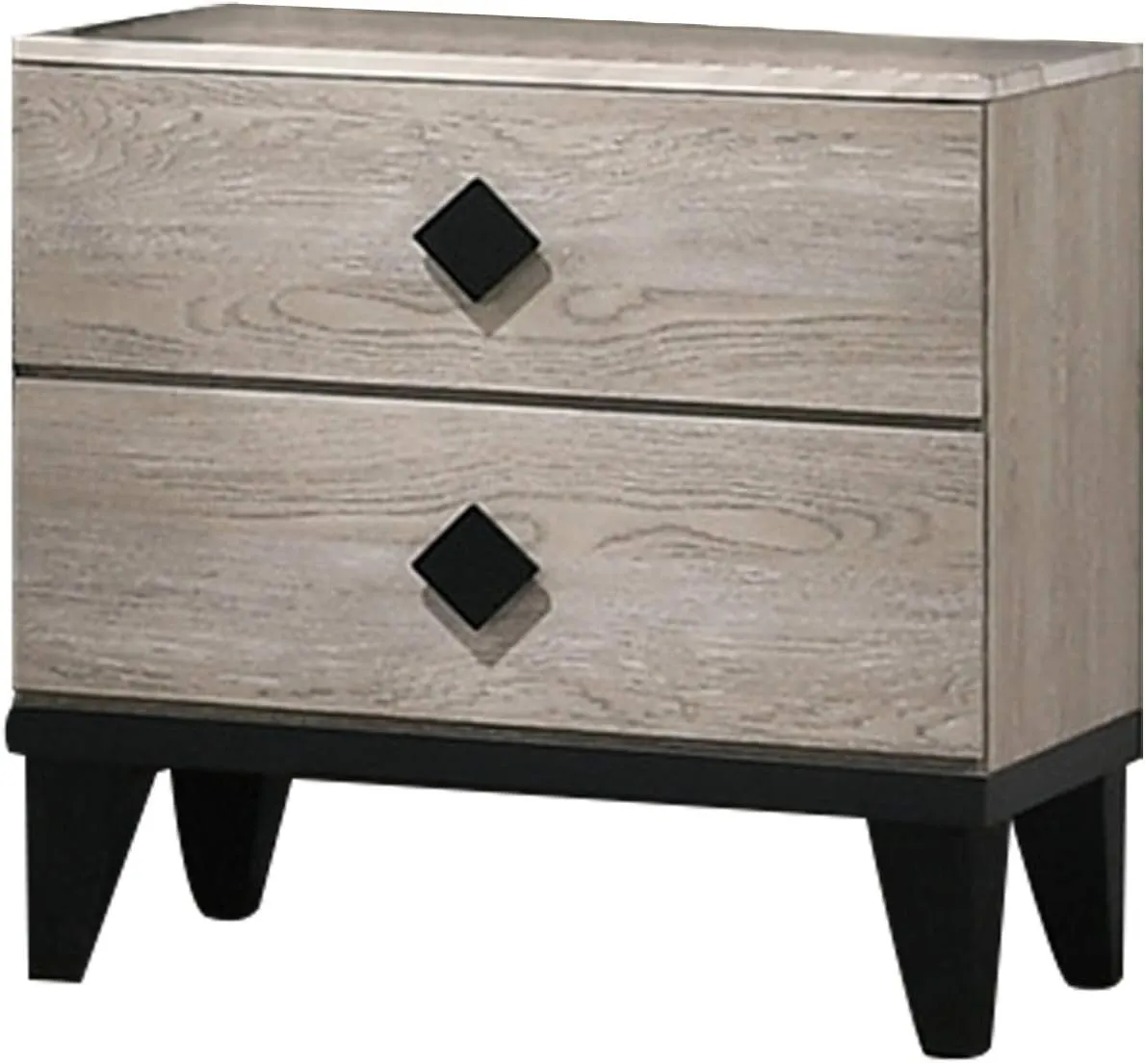 Poundex Wooden Nightstand with 2 Storage Drawers, Cream