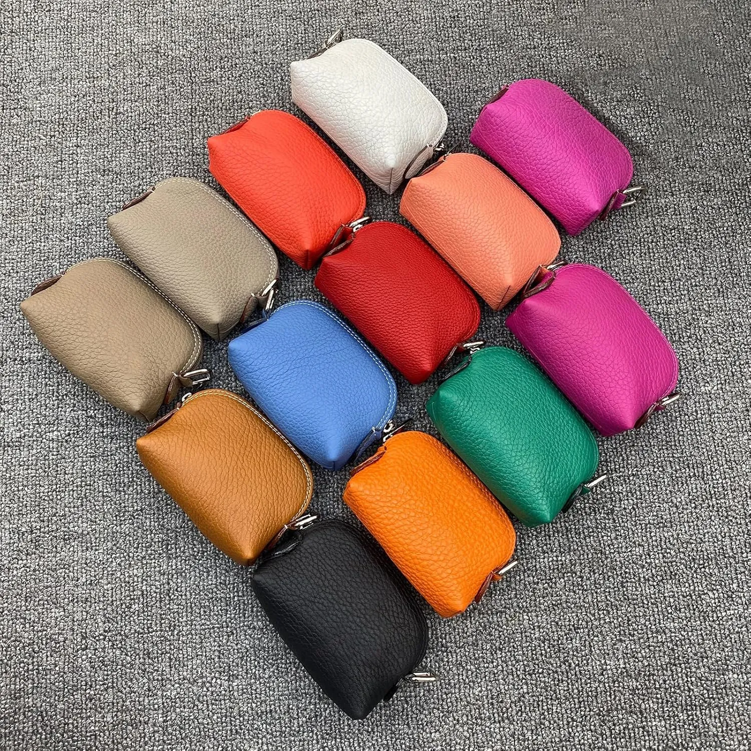 Premium Full-Grain Leather Portable Coin Purse for Women, Fashionable Cute Small Wallets Woman (Blue)