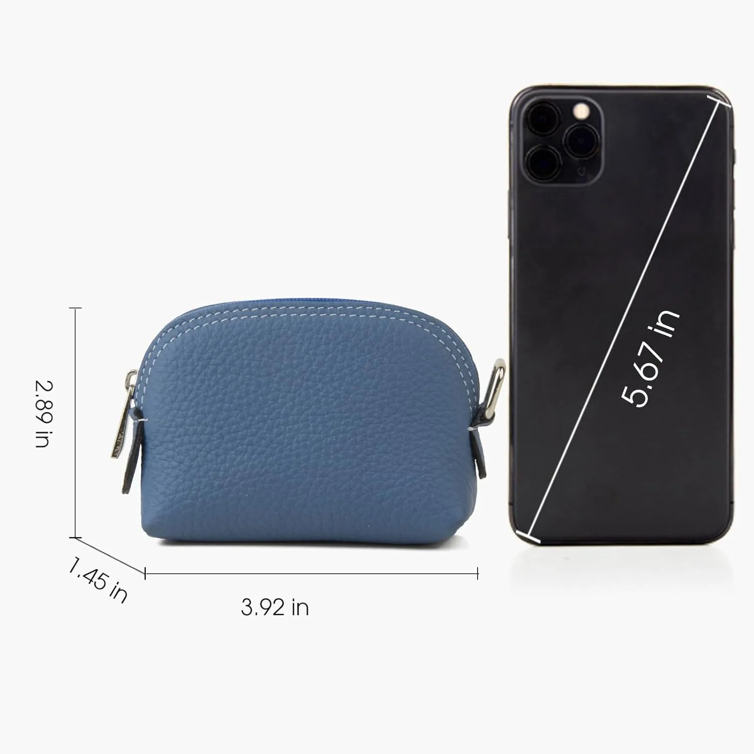 Premium Full-Grain Leather Portable Coin Purse for Women, Fashionable Cute Small Wallets Woman (Blue)