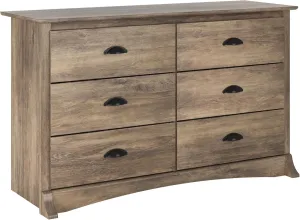 Prepac Sonoma Rustic 6-Drawer Dresser for Bedroom, Farmhouse Chest of Drawers for 17.5" D x 48" W x 29" H, Drifted Gray
