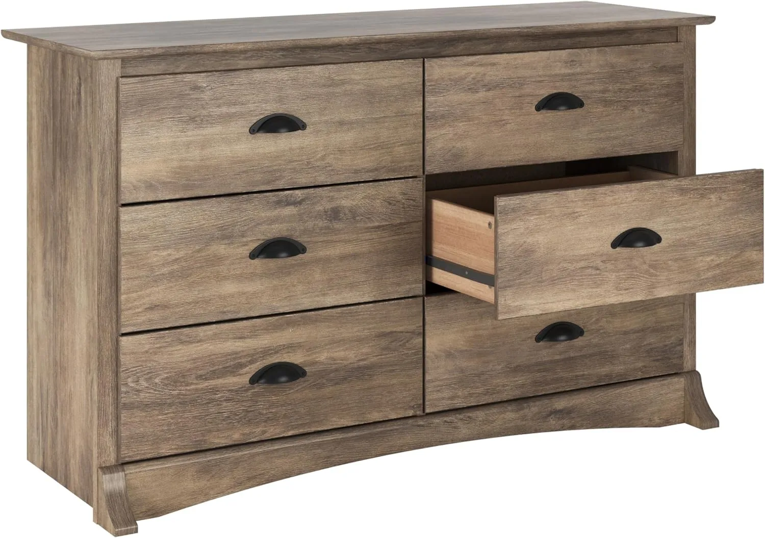 Prepac Sonoma Rustic 6-Drawer Dresser for Bedroom, Farmhouse Chest of Drawers for 17.5" D x 48" W x 29" H, Drifted Gray