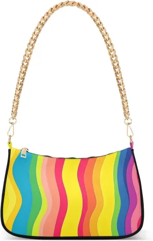Pride Month A Colorful Stripe trendy chain shoulder travel bags for women hand bags for wife