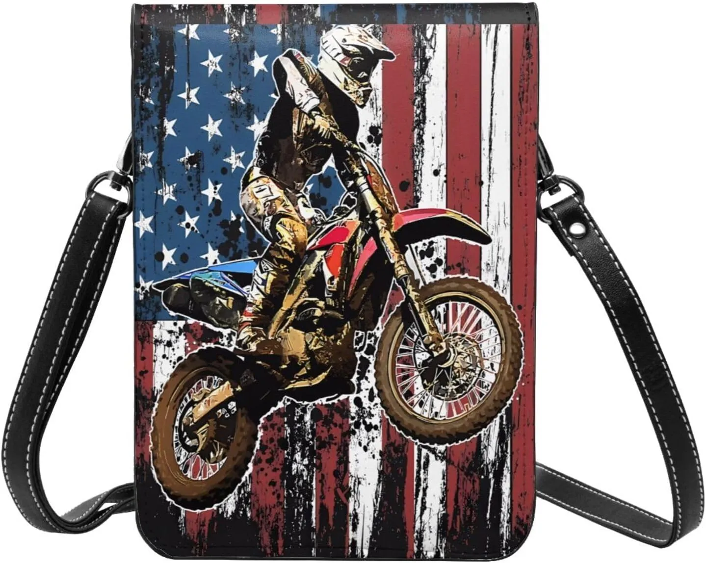 Pride Rainbow American Flag LGBT Leather Crossbody Cell Phone Purse Small Wallet Bags Adjustable Phone Bag for Women