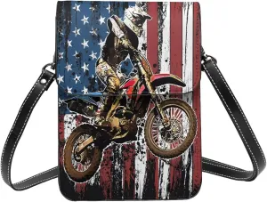 Pride Rainbow American Flag LGBT Leather Crossbody Cell Phone Purse Small Wallet Bags Adjustable Phone Bag for Women