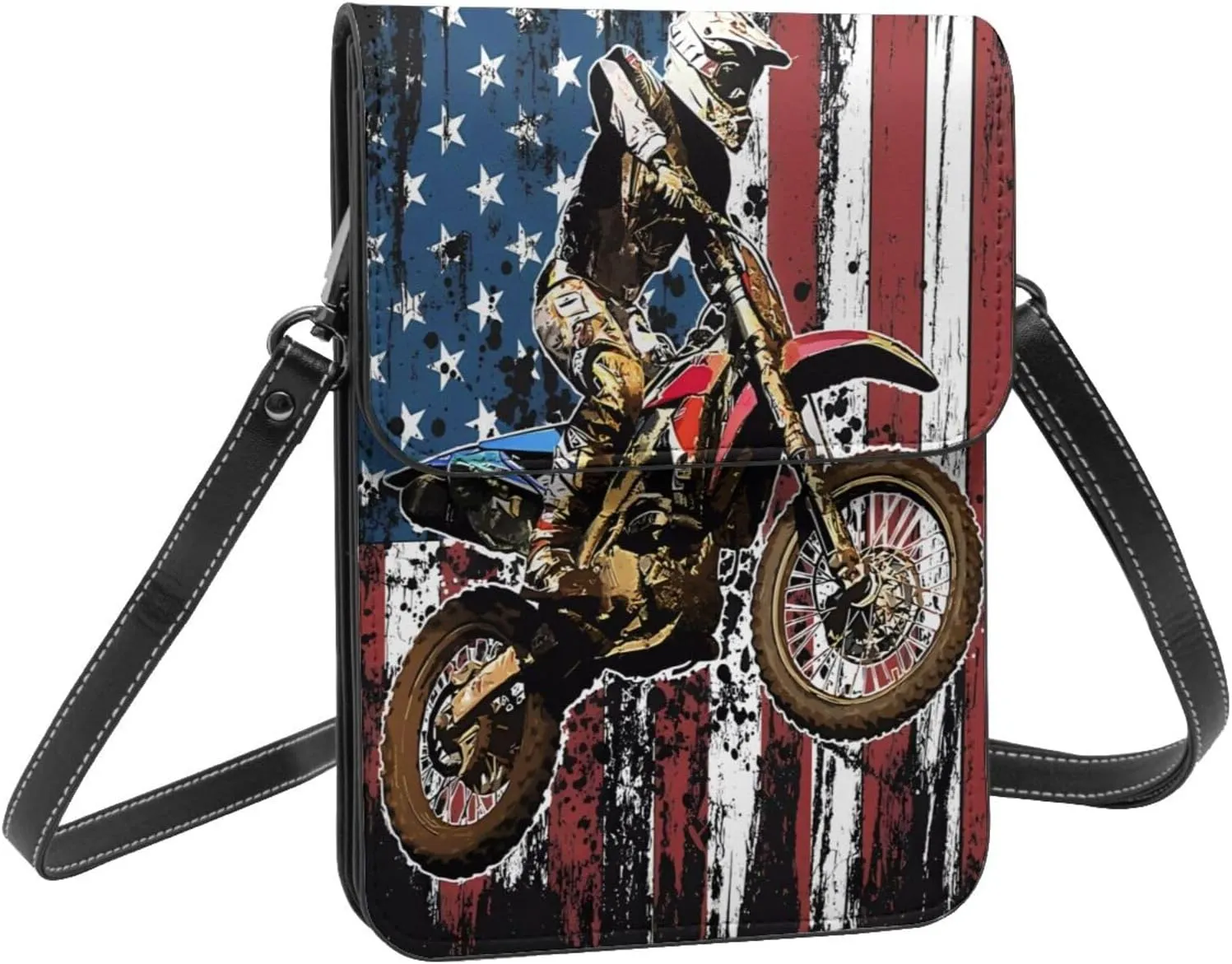 Pride Rainbow American Flag LGBT Leather Crossbody Cell Phone Purse Small Wallet Bags Adjustable Phone Bag for Women