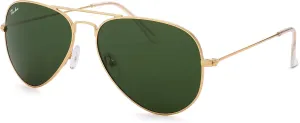 Pro Acme 55MM Glass Small Aviator Sunglasses, Classic Metal Frame UV400 Protection for Men Women