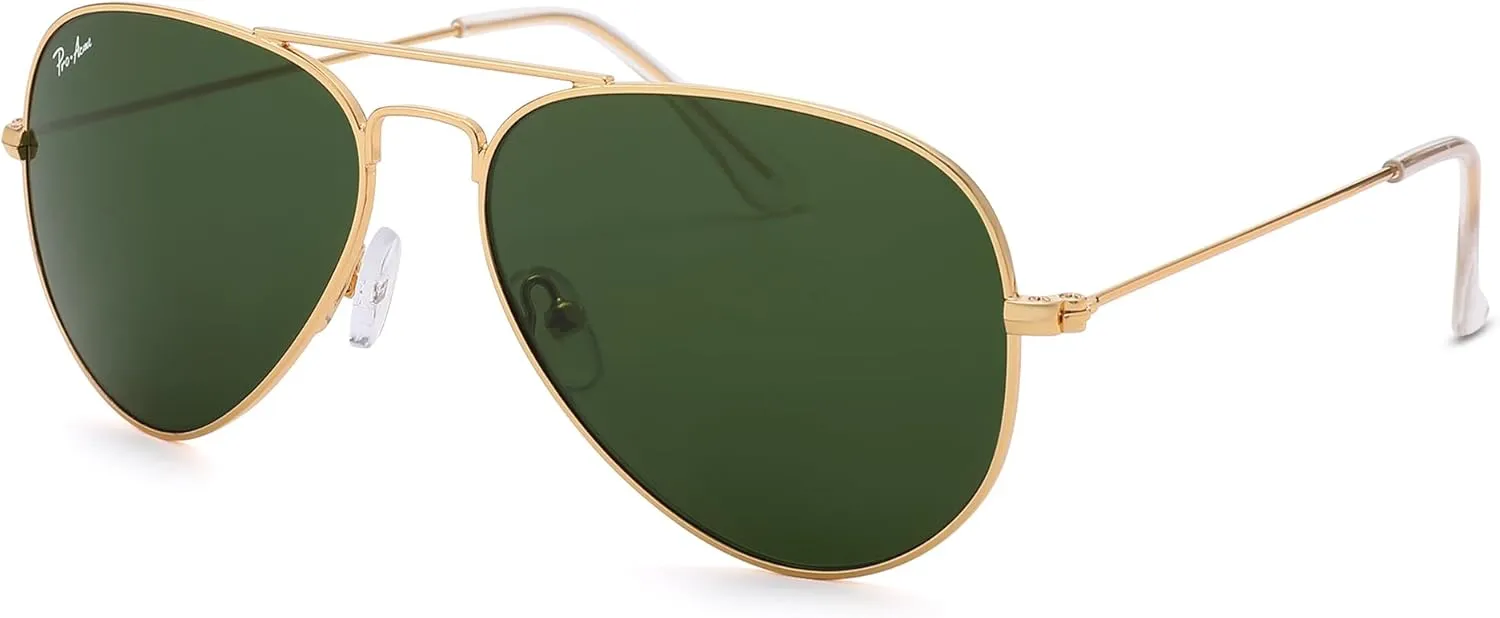 Pro Acme 55MM Glass Small Aviator Sunglasses, Classic Metal Frame UV400 Protection for Men Women