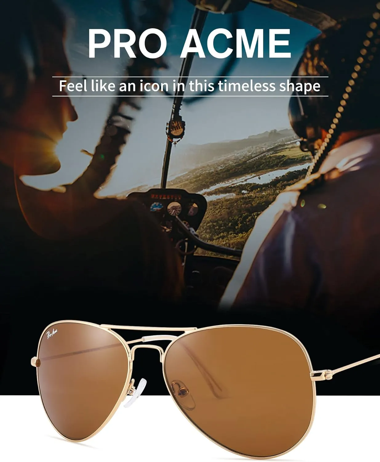 Pro Acme Classic Aviator Sunglasses for Women & Men Metal Frame UV400 Driver Sunglasses