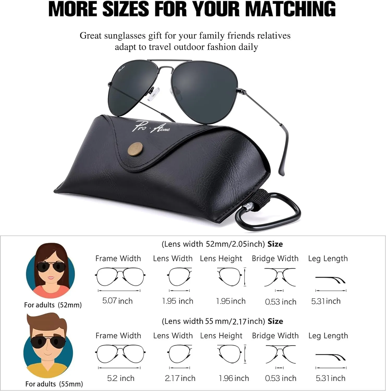 Pro Acme Small Aviator Sunglasses Glass Lens, Classic Metal Frame UV400 Protection for Men Women, 52MM