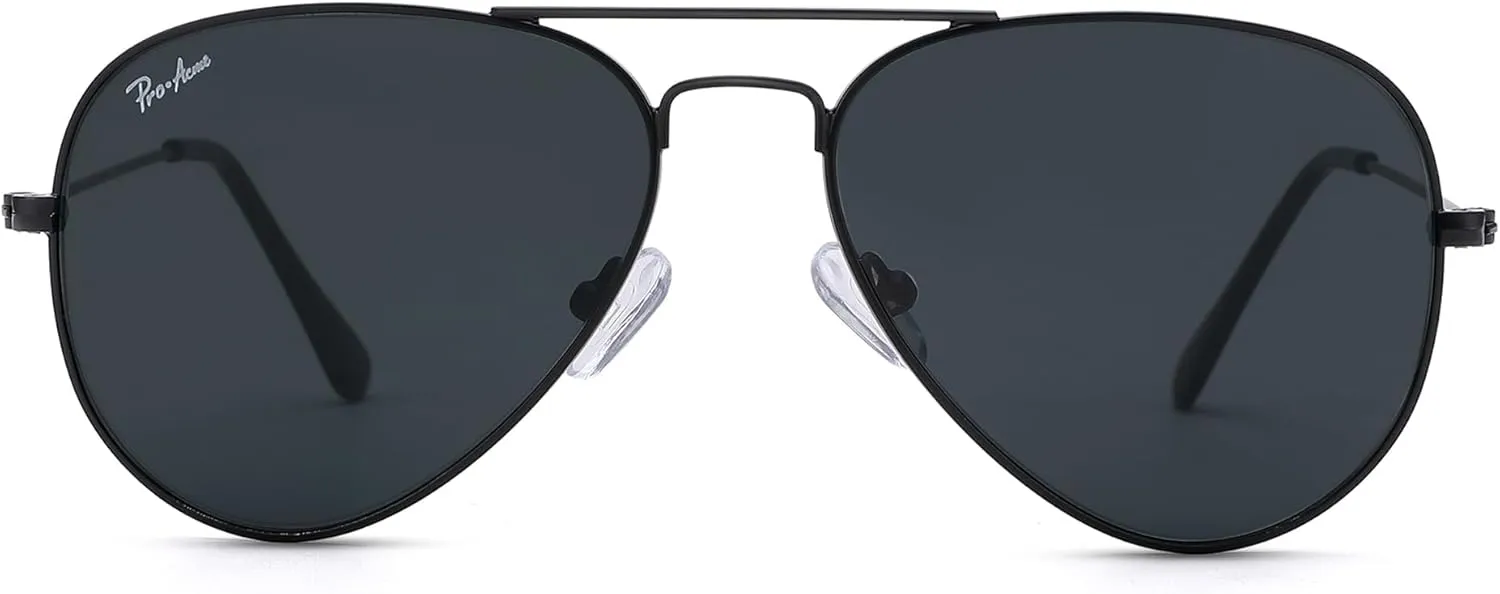 Pro Acme Small Aviator Sunglasses Glass Lens, Classic Metal Frame UV400 Protection for Men Women, 52MM