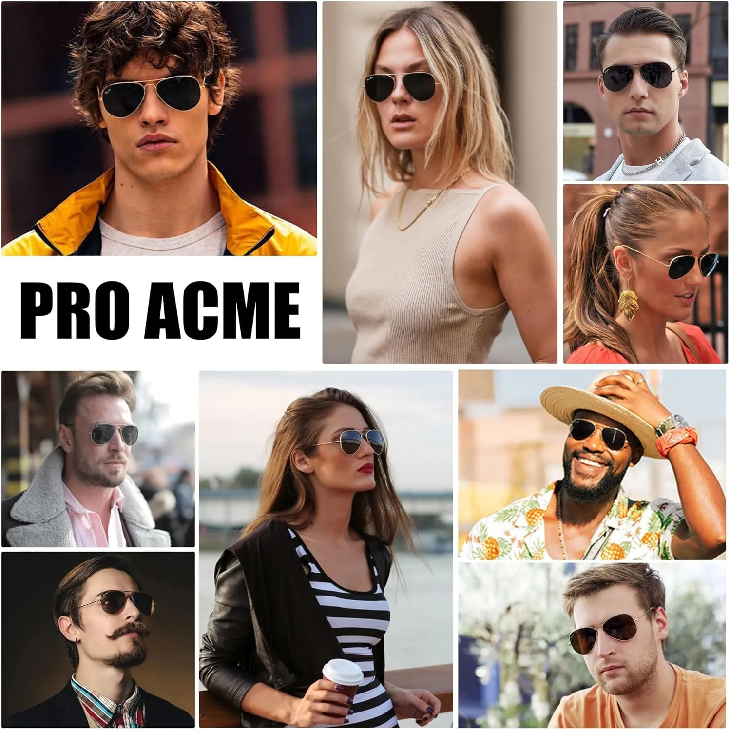 Pro Acme Small Aviator Sunglasses Glass Lens, Classic Metal Frame UV400 Protection for Men Women, 52MM