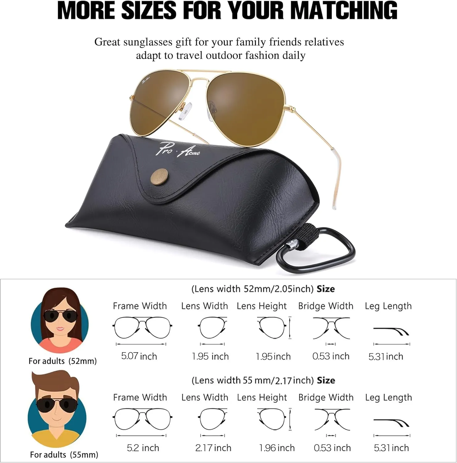 Pro Acme Small Aviator Sunglasses Glass Lens, Classic Metal Frame UV400 Protection for Men Women