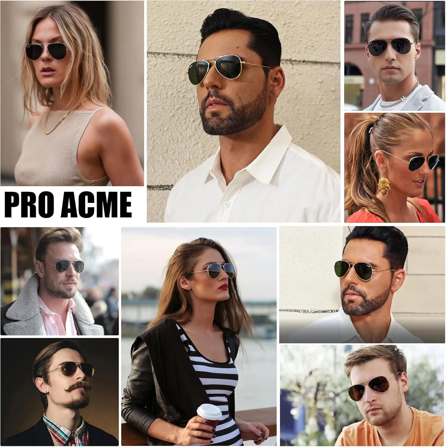 Pro Acme Small Aviator Sunglasses Glass Lens, Classic Metal Frame UV400 Protection for Men Women