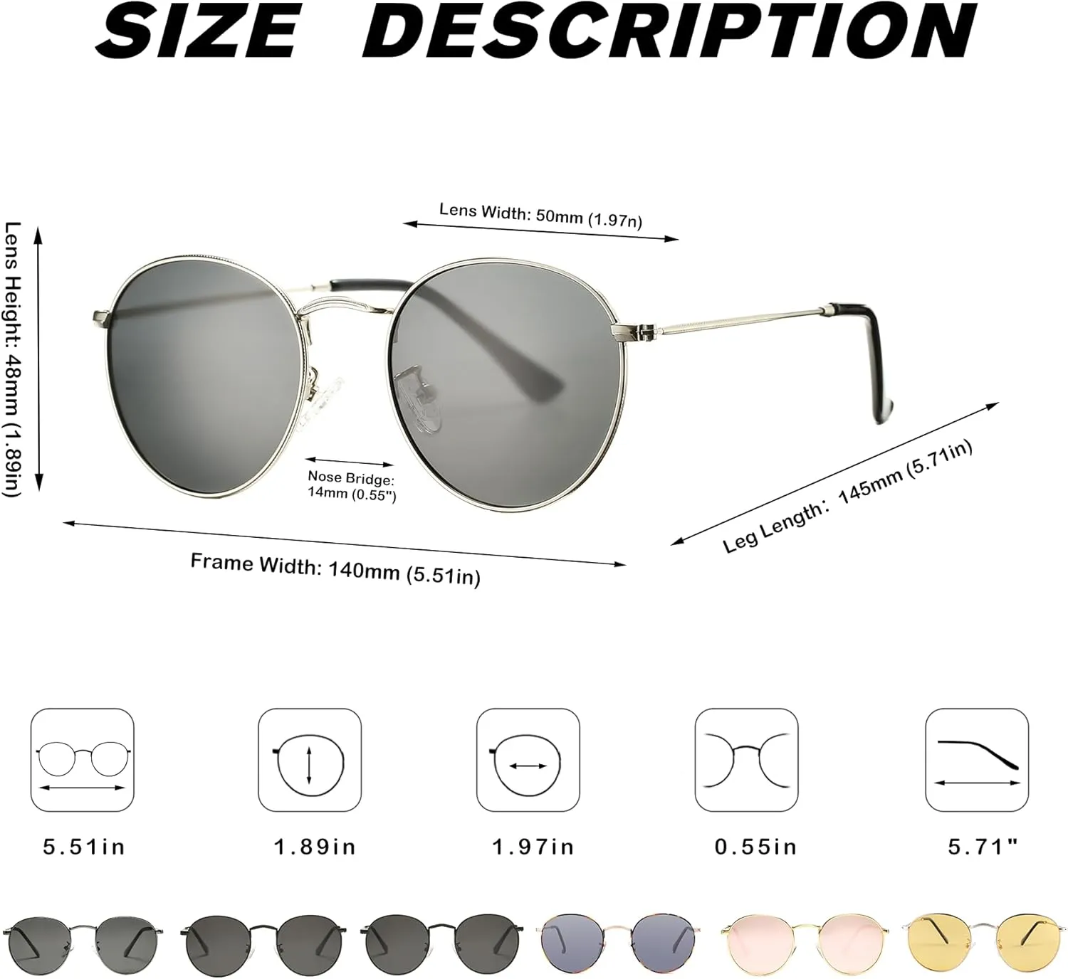 Pro Acme Small Round Metal Polarized Sunglasses for Women Retro Designer Style