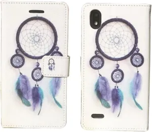 PT Tempered Glass   Wallet ID Card Holder Cover Phone Case for ZTE Blade T2 Lite Z559DL   Gift Stand (Blue Dream Catcher)