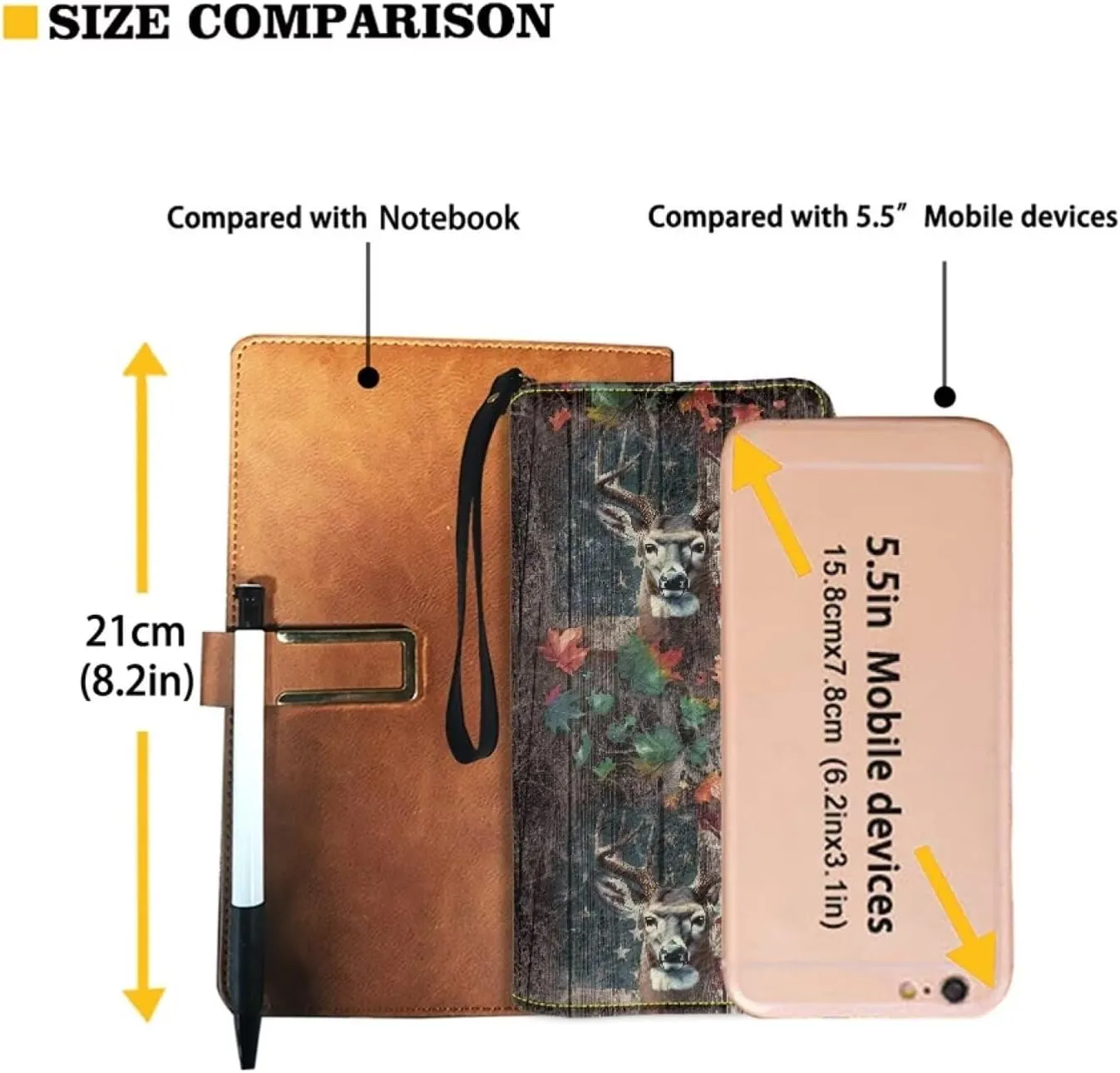 Purse for Men Deer Flowers Flag Zipper Wallets with Coin Pocket Card Holder Zip Around Money Clips Phone Holder