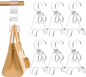 Purse Hanger for Closet 6 Pcs, Acrylic Purse Organizer Hooks, Handbags Hanging Holder for Bag Scarf Belt, Clear