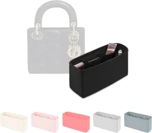 Purse Insert Organizer for Lady-Dior Purse, Soft-touch Bag Insert, Inner Bags with Multiple Pockets for Storage (Medium, Black)