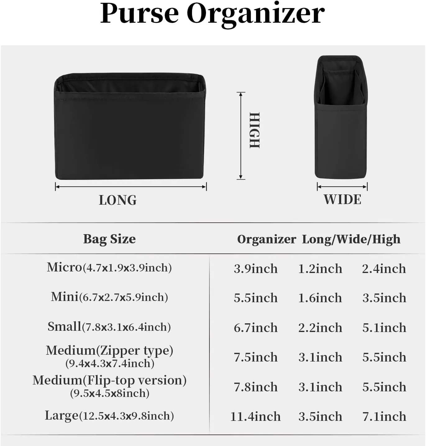 Purse Insert Organizer for Lady-Dior Purse, Soft-touch Bag Insert, Inner Bags with Multiple Pockets for Storage (Medium, Black)