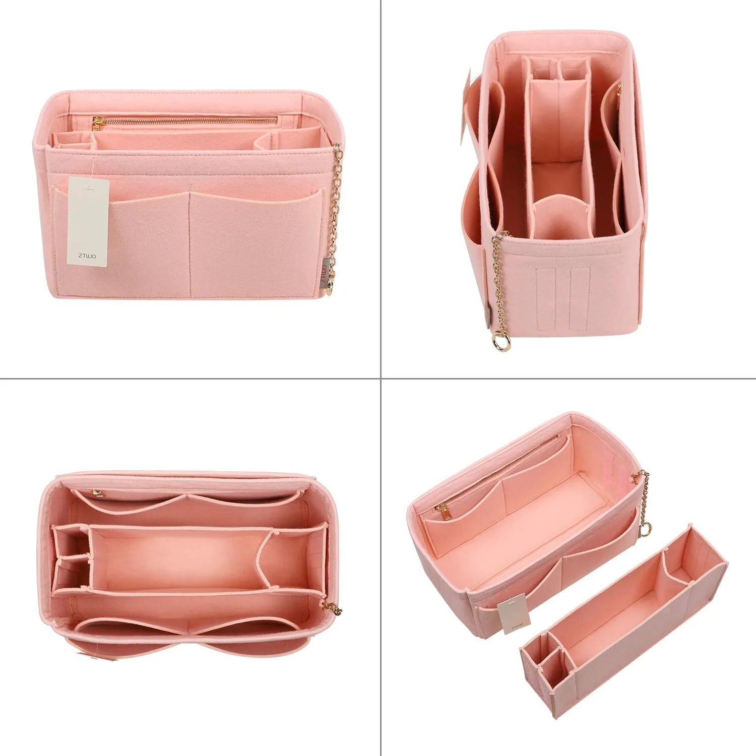 Purse Organizer Insert, Felt Purse Organizer with Zipper and Sewn Bottom Insert, Fit Speedy Neverfull Graceful,6 Sizes