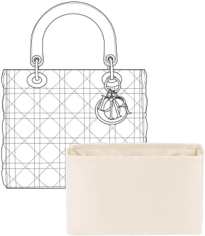 Purse Organizer Insert for Dior Lady Medium Bags,Craie,Luxury Bags Storage with Silk, Lightweight Shaper for Daily Use, Pockets Large Capacity.