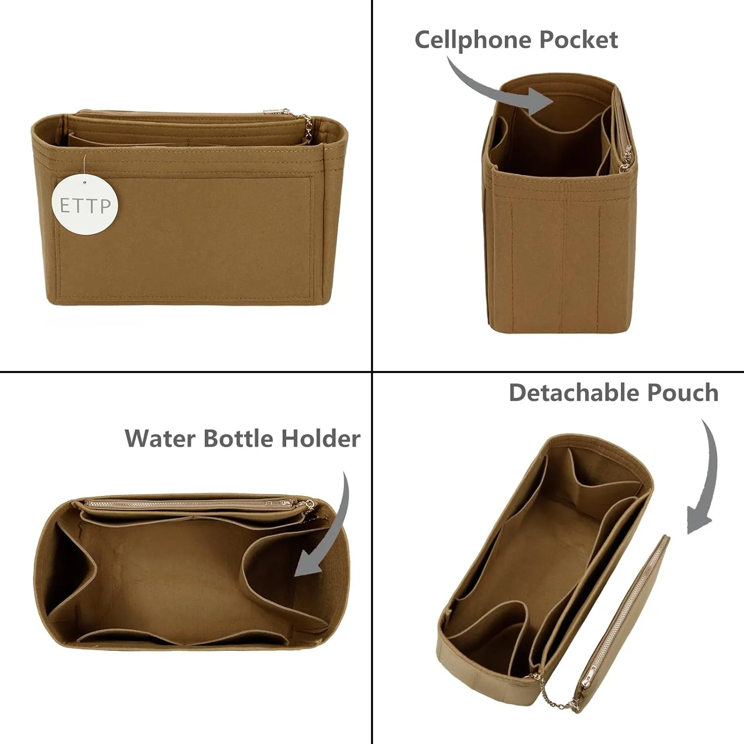 Purse Organizer Insert For Handbags, Tote Bag Organizer Insert, Handbag Organizer For Tote & Handbags, Compatible with Neverful Speedy and More (Slender Medium,Lighting Coffee)