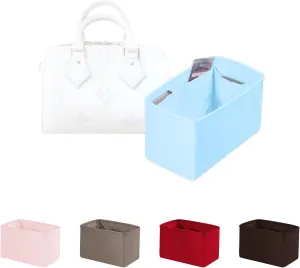 Purse Organizer Insert for Speedy 35, Satiny Handbag Organizer Compatible with LV Speedy Bag, Lightweight Purse Insert with Soft Touch, Multi-pocket storage(Celeste,Speedy35)