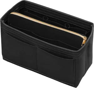 Purse Organizer Insert with Zipper Felt Bag Organizer for Tote Purse Black Medium