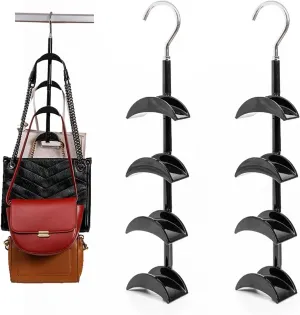 Purse Organizer Purse Organizer for Closet Purse Hanger-360 °Rotation,Curved Design, No Fear of Deformation of The Bag Strap，Premium and Smooth Purse Hook (Black 2 Pieces)