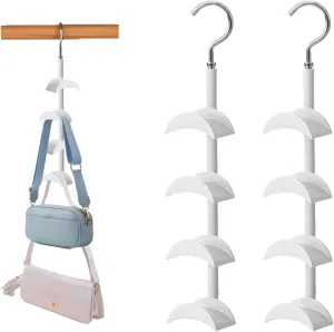 Purse Organizer Purse Organizer for Closet Purse Hanger-360 °Rotation,Curved Design, No Fear of Deformation of The Bag Strap，Premium and Smooth Purse Hook Closet (White 2 Pieces)