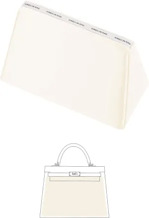 Purse Pillow Insert Compatible with Kelly Bags, Handbag Filler with Soft Satins for Luxury Bags, Soft Purse Inner Pillow with Memory Foam for Handbag Storage (Craie, KE 28 Retourné)