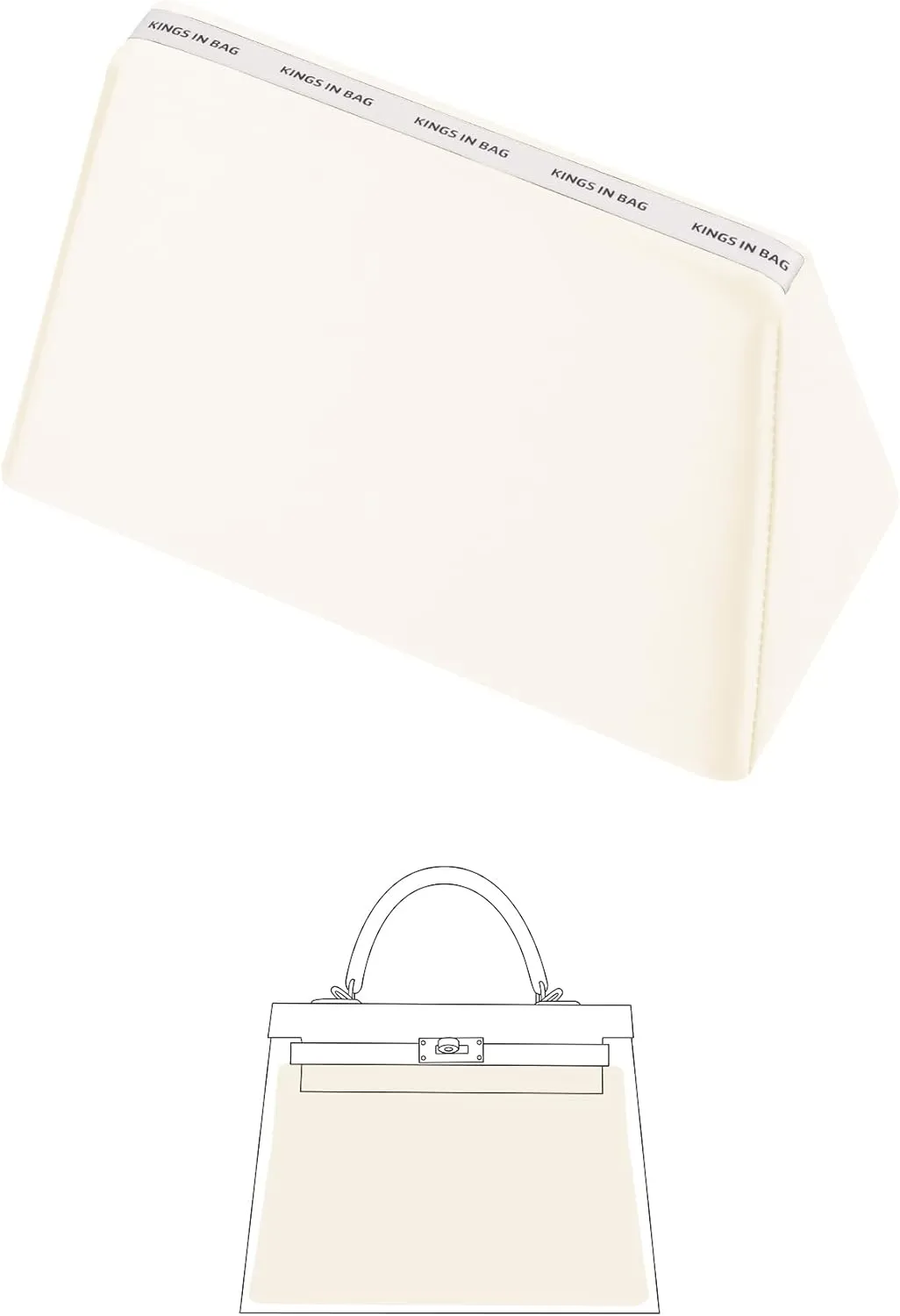 Purse Pillow Insert Compatible with Kelly Bags, Handbag Filler with Soft Satins for Luxury Bags, Soft Purse Inner Pillow with Memory Foam for Handbag Storage (Craie, KE 28 Sellier)
