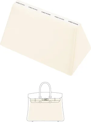 Purse Pillow Inserts for Birkin 25 Bag, Purse Organizer Insert Pillow Compatible with Hermes Birkin Bag, Lightweight Memory Foam Pillows with Soft Satin (Craie, BK25)