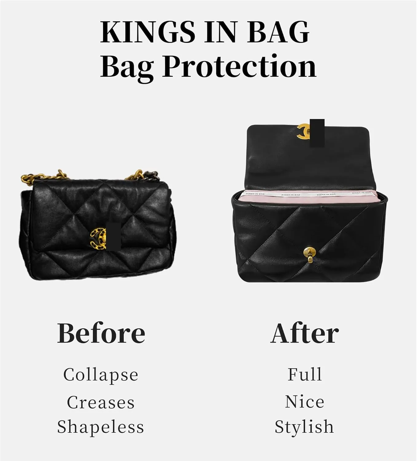 Purse Pillow Inserts for Jumbo Classic Handbag, Memory Foam Pillows for Chanel Classic Flap Bag, Lightweight Purse Inserts to Keep Shape (Ruby, CF jumbo)