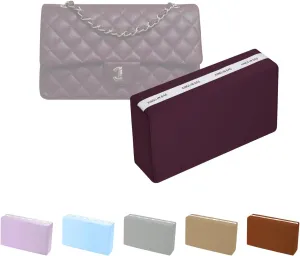 Purse Shaper Pillow Insert for Chanel Flap Bags, Luxury Bag Shaper with Lightweight Satin, Fits Chanel Classic Flap Small 23, Satin Surface with Memory Foam Inner (Cassis, CF Small)