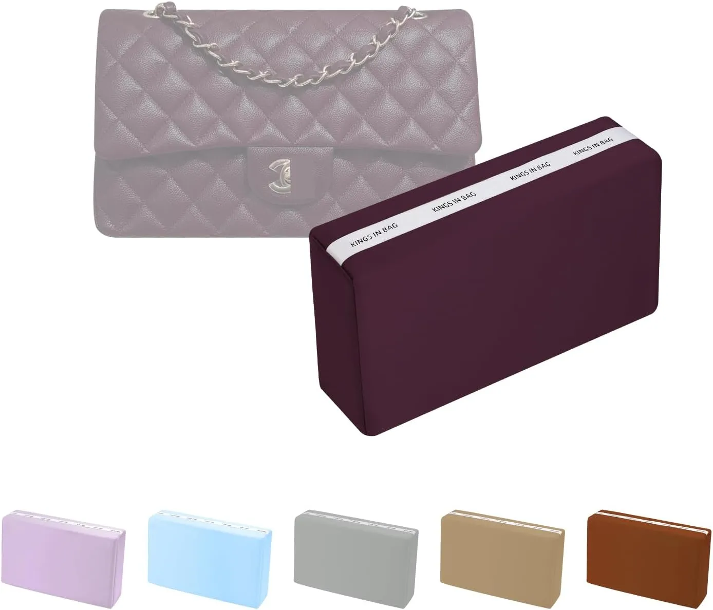 Purse Shaper Pillow Insert for Chanel Flap Bags, Luxury Bag Shaper with Lightweight Satin, Fits Chanel Classic Flap Small 23, Satin Surface with Memory Foam Inner (Cassis, CF Small)