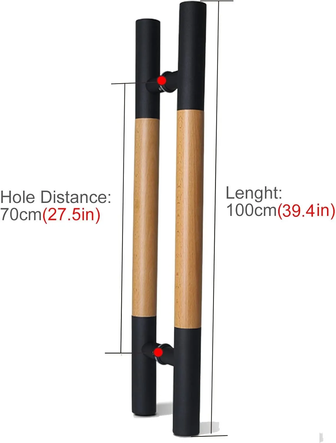 Push Pull Door Handle for Glass Door/Wooden Door, Modern Double Side Mounted Interior Exterio Barn Door Handle, Shower/Bedroom/Front Door H Model Bar Handle/D/100Cm(39.4In)