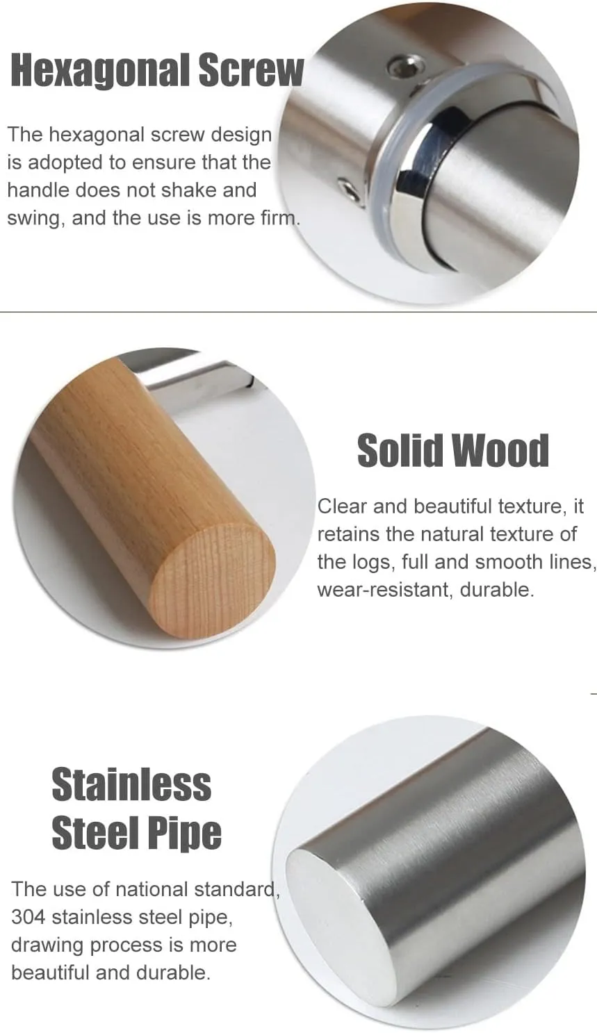 Push Pull Door Handle for Glass Door/Wooden Door, Modern Double Side Mounted Interior Exterio Barn Door Handle, Shower/Bedroom/Front Door H Model Bar Handle/D/100Cm(39.4In)