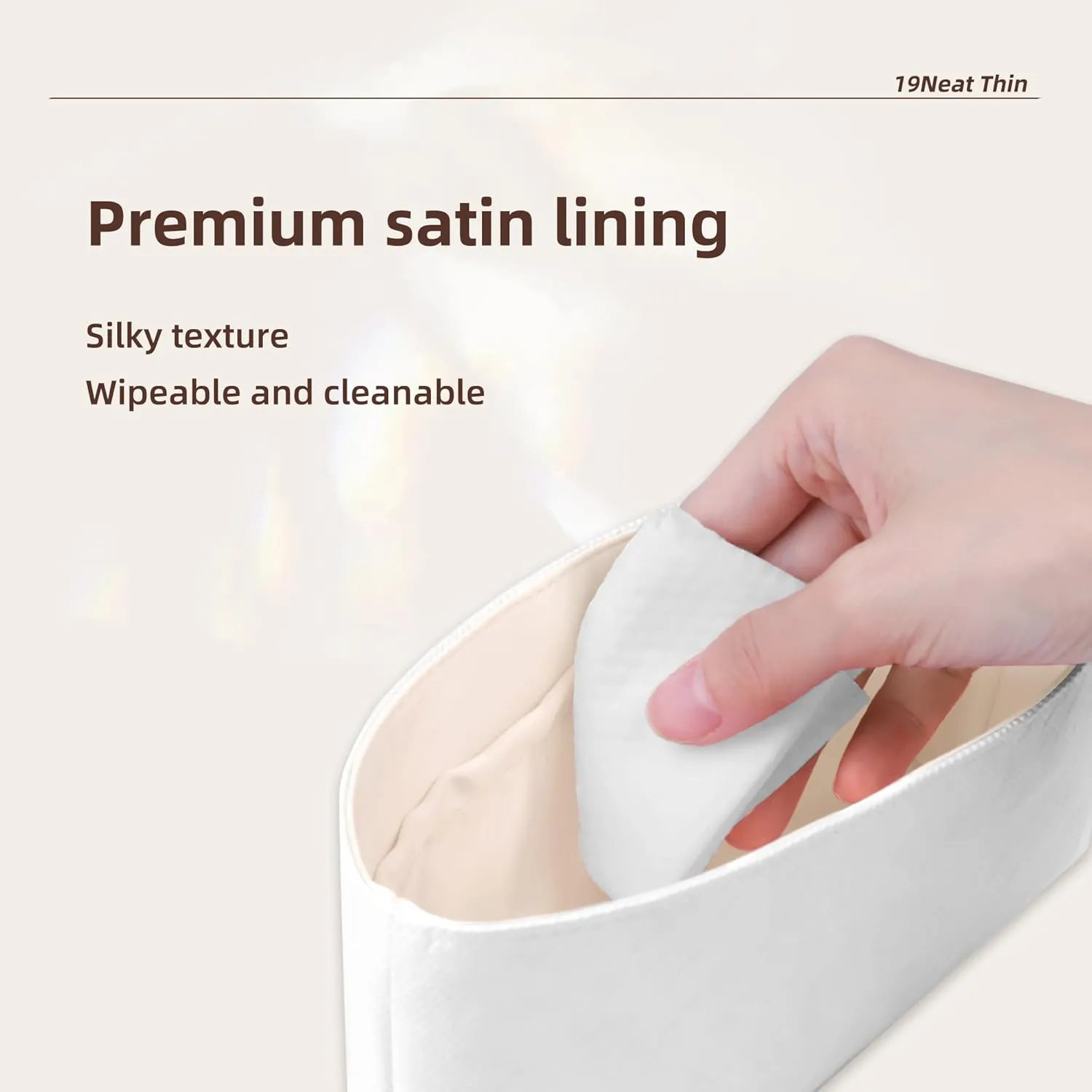 Puzzle Bag Organizer Insert, Lightweight Portable Purse Inner Compatible with Loewe Puzzle Mini Bag, Made of Waterproof Dupontpaper Surface and Silky Satin Lining (Puzzle Mini, Craie)