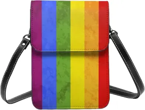 Puzzle Pieces Tie Dye Autism Awareness Leather Crossbody Cell Phone Purse Wallet Bags Adjustable Phone Bag for Women
