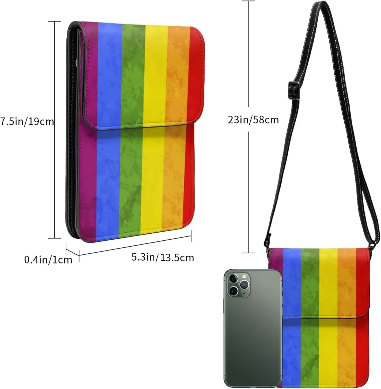 Puzzle Pieces Tie Dye Autism Awareness Leather Crossbody Cell Phone Purse Wallet Bags Adjustable Phone Bag for Women