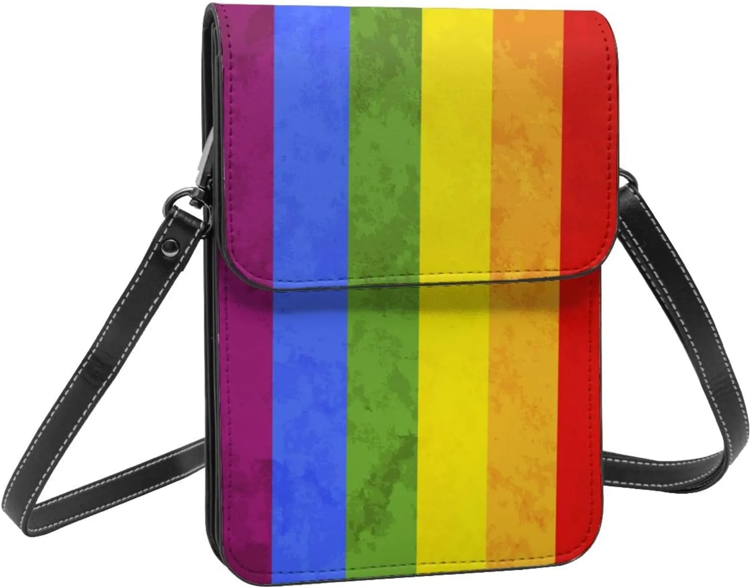 Puzzle Pieces Tie Dye Autism Awareness Leather Crossbody Cell Phone Purse Wallet Bags Adjustable Phone Bag for Women